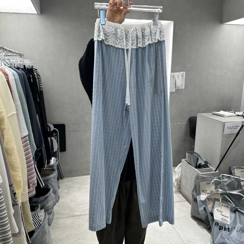 ANDE韓國㊣直郵東大門代購女裝新品推薦休閑時尚休閑褲蕾絲ANDE休閑褲圖色3