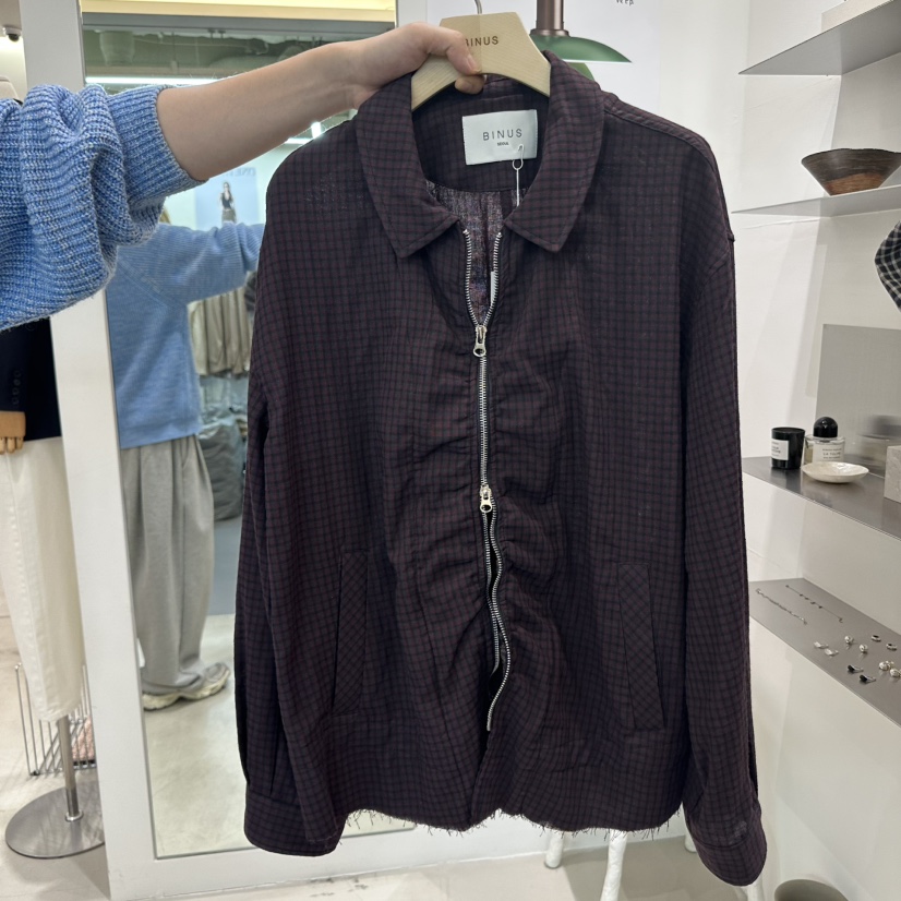 BINUS韓國㊣直郵東大門代購女裝新品休閑時尚熱賣25春夏夾克格紋BINUS夾克圖色2