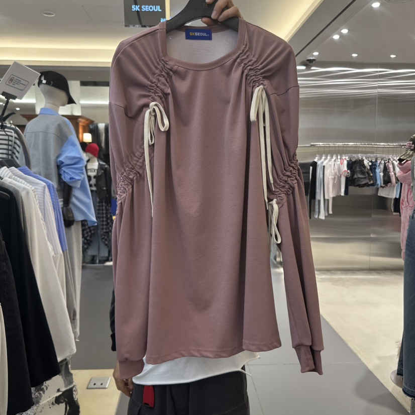 5K直郵韓國代購㊣女裝新品25春夏時尚人氣職業休閑熱賣長袖T恤5K長袖T恤圖色2