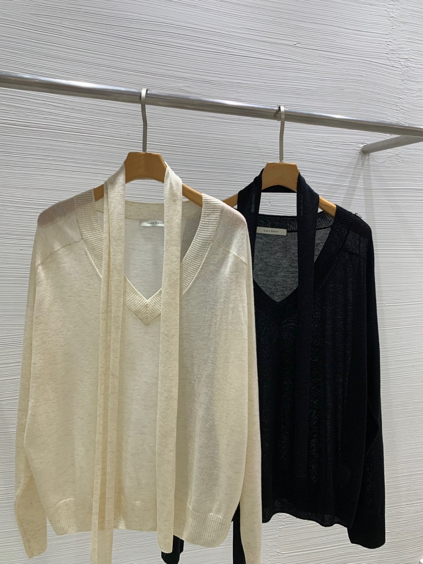 LUCY SALON東大門實拍女士新品時尚休閑真品熱賣針織衫含領帶LUCY SALON針織衫