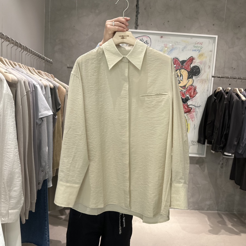 LAMAGIEPIE韓國代購女裝新品時尚人氣25春夏推薦襯衫蕾絲衫LAMAGIE GREY襯衫/蕾絲衫