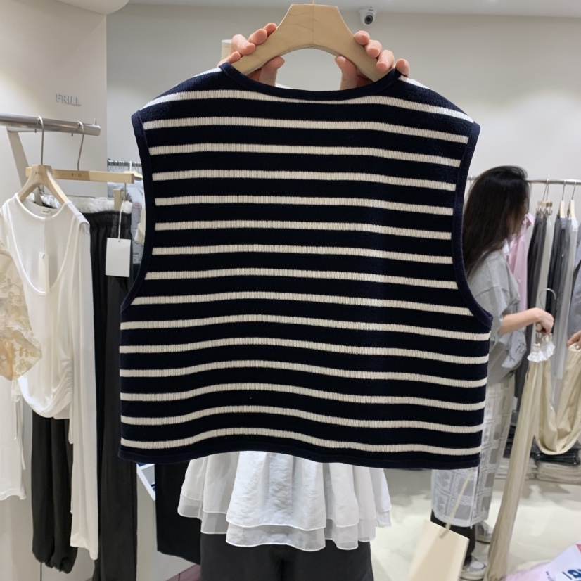 FRILL韓國直郵㊣女裝新品推薦職業25春夏時尚人氣熱賣休閑馬甲FRILL馬甲