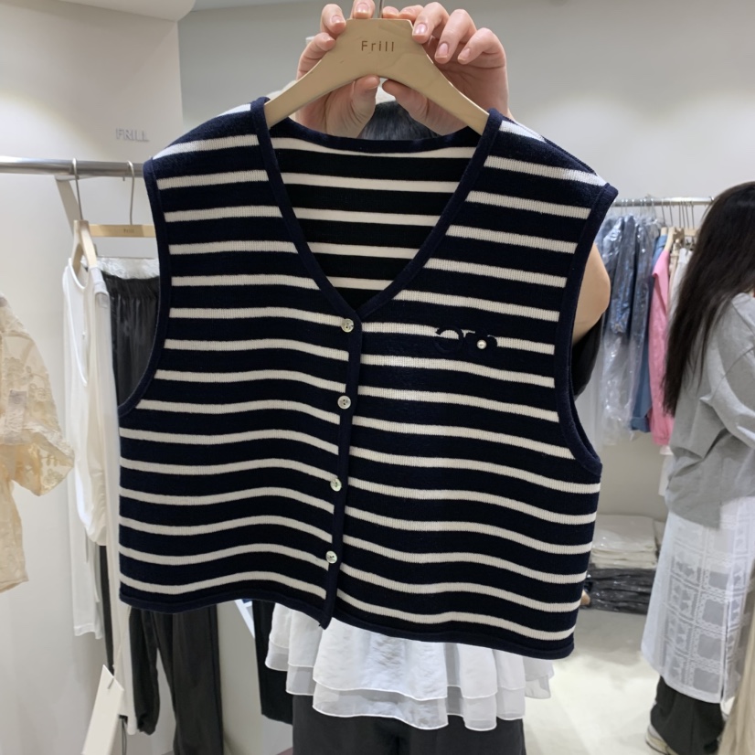 FRILL韓國直郵㊣女裝新品推薦職業25春夏時尚人氣熱賣休閑馬甲FRILL馬甲