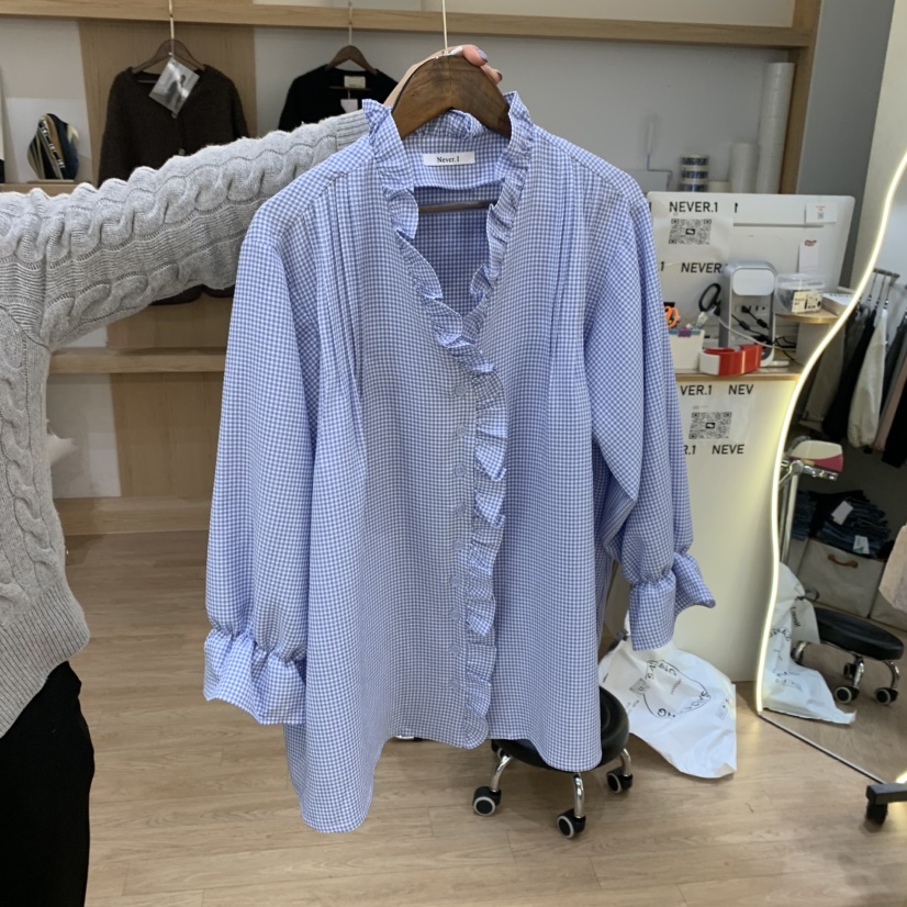 NEVER.1韓國㊣直郵東大門代購女裝新品25春夏人氣襯衫蕾絲衫NEVER.1襯衫/蕾絲衫