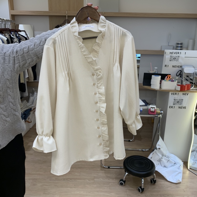 NEVER.1韓國㊣直郵東大門代購女裝新品25春夏人氣襯衫蕾絲衫NEVER.1襯衫/蕾絲衫圖色2
