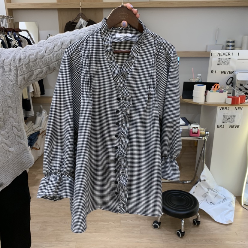 NEVER.1韓國㊣直郵東大門代購女裝新品25春夏人氣襯衫蕾絲衫NEVER.1襯衫/蕾絲衫圖色3