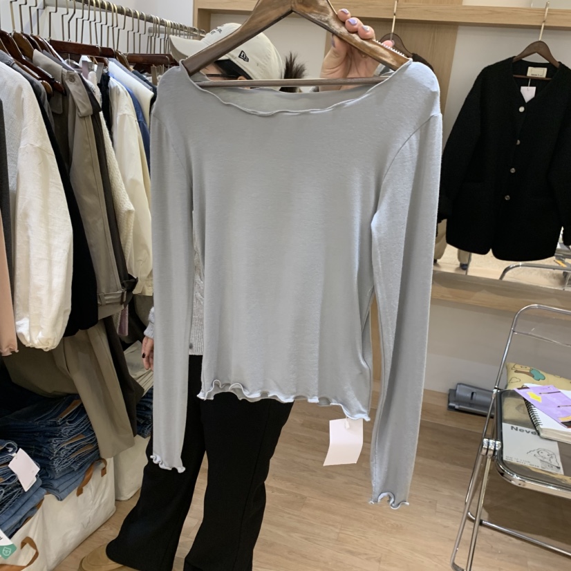 NEVER.1韓國直郵㊣東大門實拍女裝新品休閑時尚25春夏長袖T恤NEVER.1長袖T恤圖色2