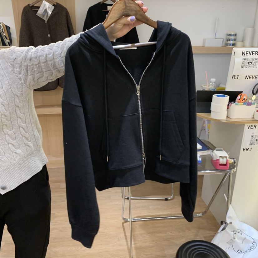 NEVER.1韓國直郵㊣女裝新品休閑推薦人氣25春夏衛衣拉鏈連帽NEVER.1衛衣圖色2