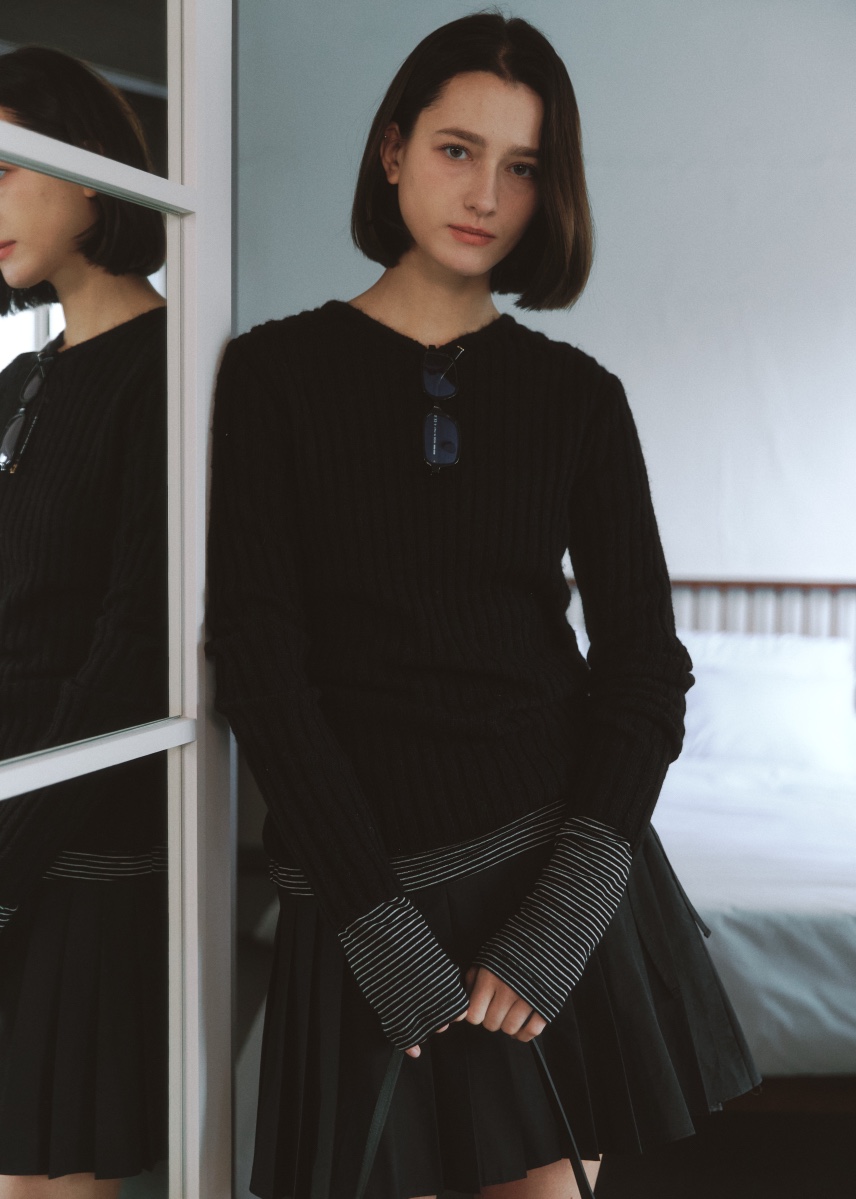 FAVE韓國直郵㊣東大門實拍女裝新品熱賣25春夏職業短裙含腰繩FAVOURITE短裙