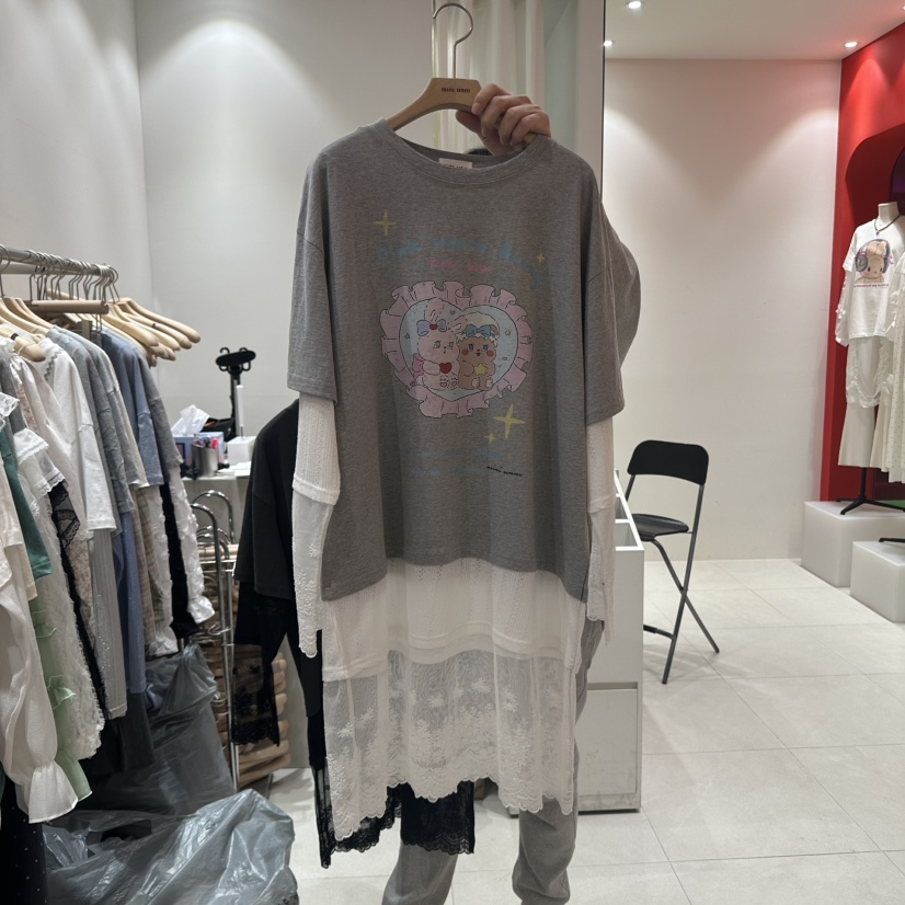 MINI UNNI韓國㊣直郵東大門代購女裝新品熱賣連衣裙假兩件蕾絲MINI UNNI連衣裙
