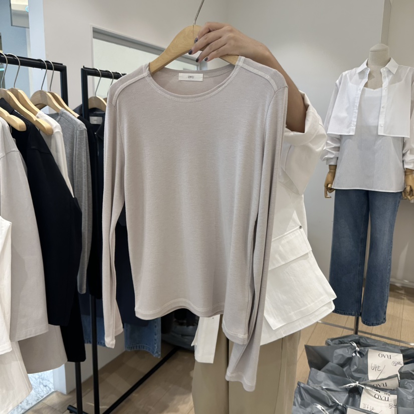 OVU直郵韓國代購㊣女裝新品熱賣時尚25春夏人氣推薦長袖T恤OVU長袖T恤圖色2