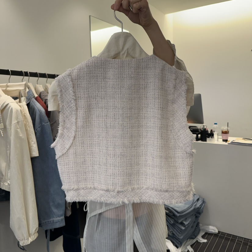 FIND-P韓國直郵㊣東大門實拍女裝新款休閑熱賣25春夏馬甲流蘇FIND-P馬甲