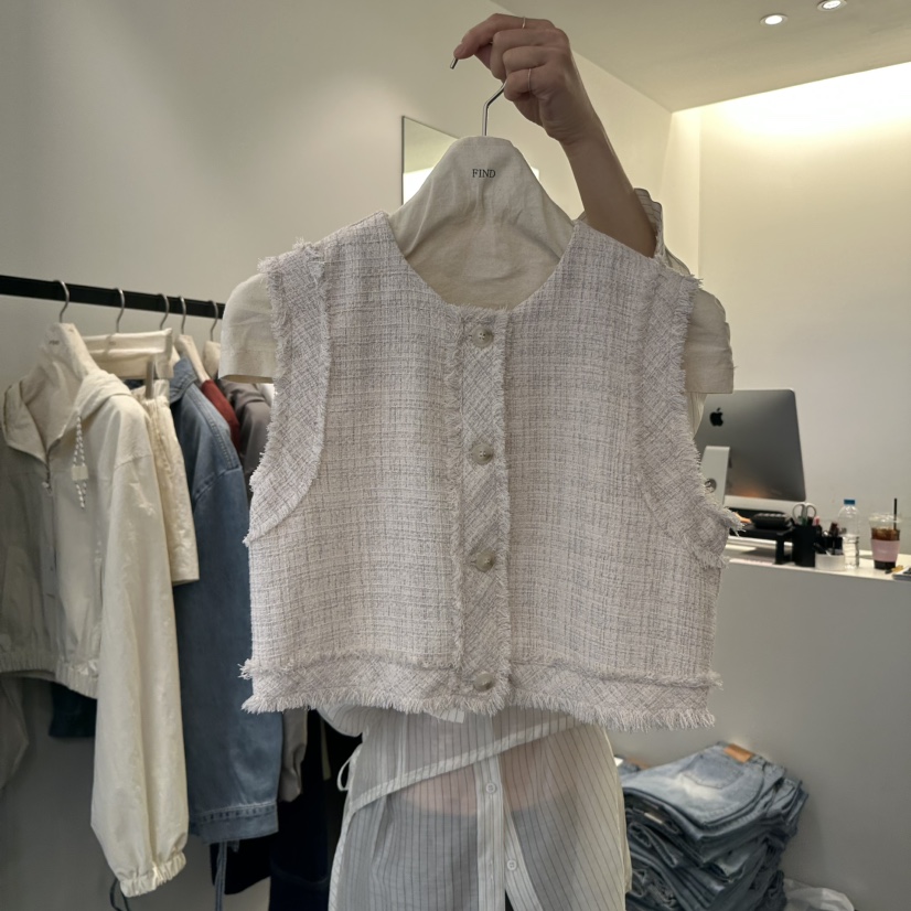 FIND-P韓國直郵㊣東大門實拍女裝新款休閑熱賣25春夏馬甲流蘇FIND-P馬甲