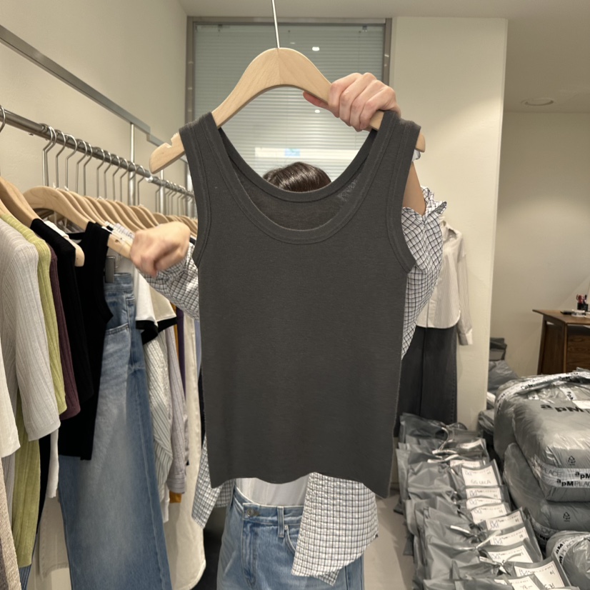 PLAMM韓國直郵㊣東大門實拍女裝新品25春夏休閑吊帶背心羊毛PLAMM吊帶/背心圖色2