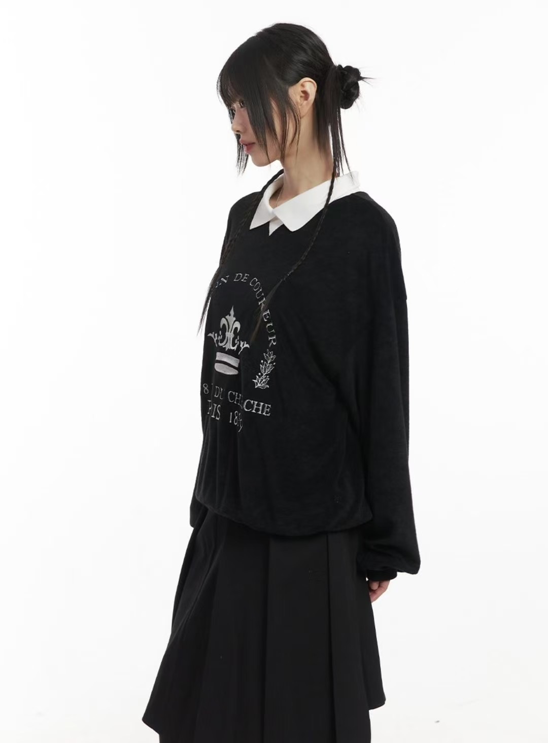 CLEVERGARDEN韓國直郵㊣女裝新款人氣推薦休閑熱賣衛衣刺繡CLEVERGARDEN衛衣