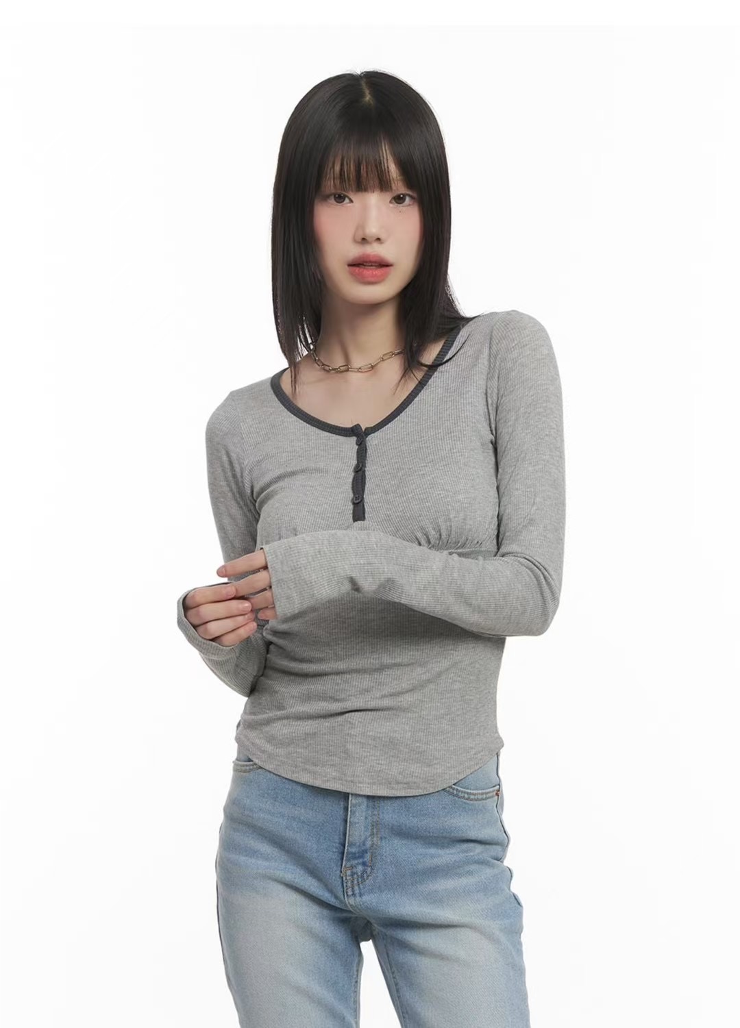 CLEVERGARDEN韓國㊣直郵東大門代購女裝新品熱賣職業長袖T恤CLEVERGARDEN長袖T恤