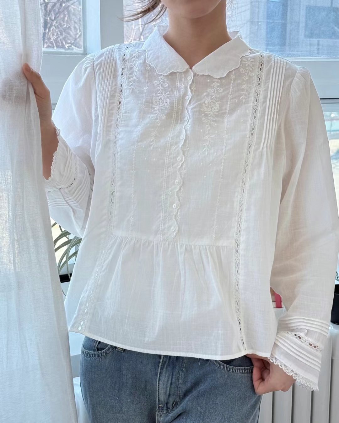 BROTE韓國直郵㊣東大門實拍女裝新品人氣推薦時尚襯衫蕾絲衫BROTE襯衫/蕾絲衫圖色1