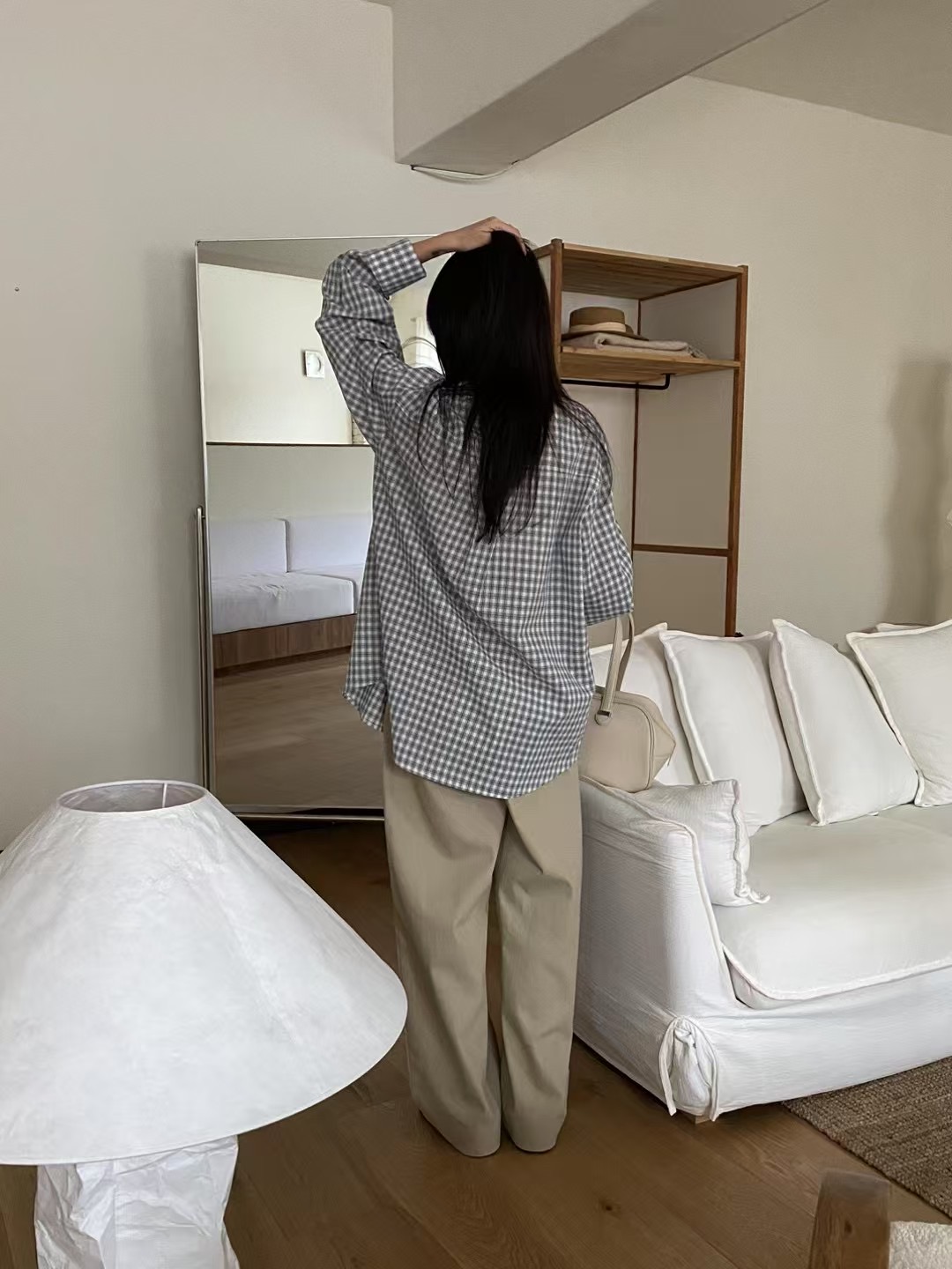 BEAGLE東大門代購女士新款時尚熱賣25春夏人氣襯衫蕾絲衫格紋BEAGLE襯衫/蕾絲衫