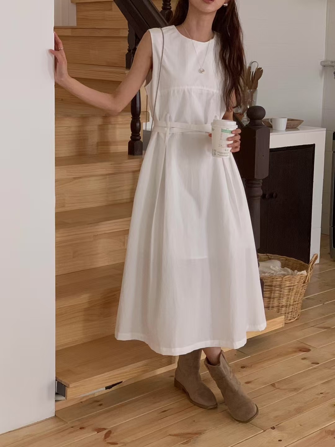 LOVEUS東大門代購女裝新品職業熱賣時尚真品休閑連衣裙含腰帶LOVEUS連衣裙