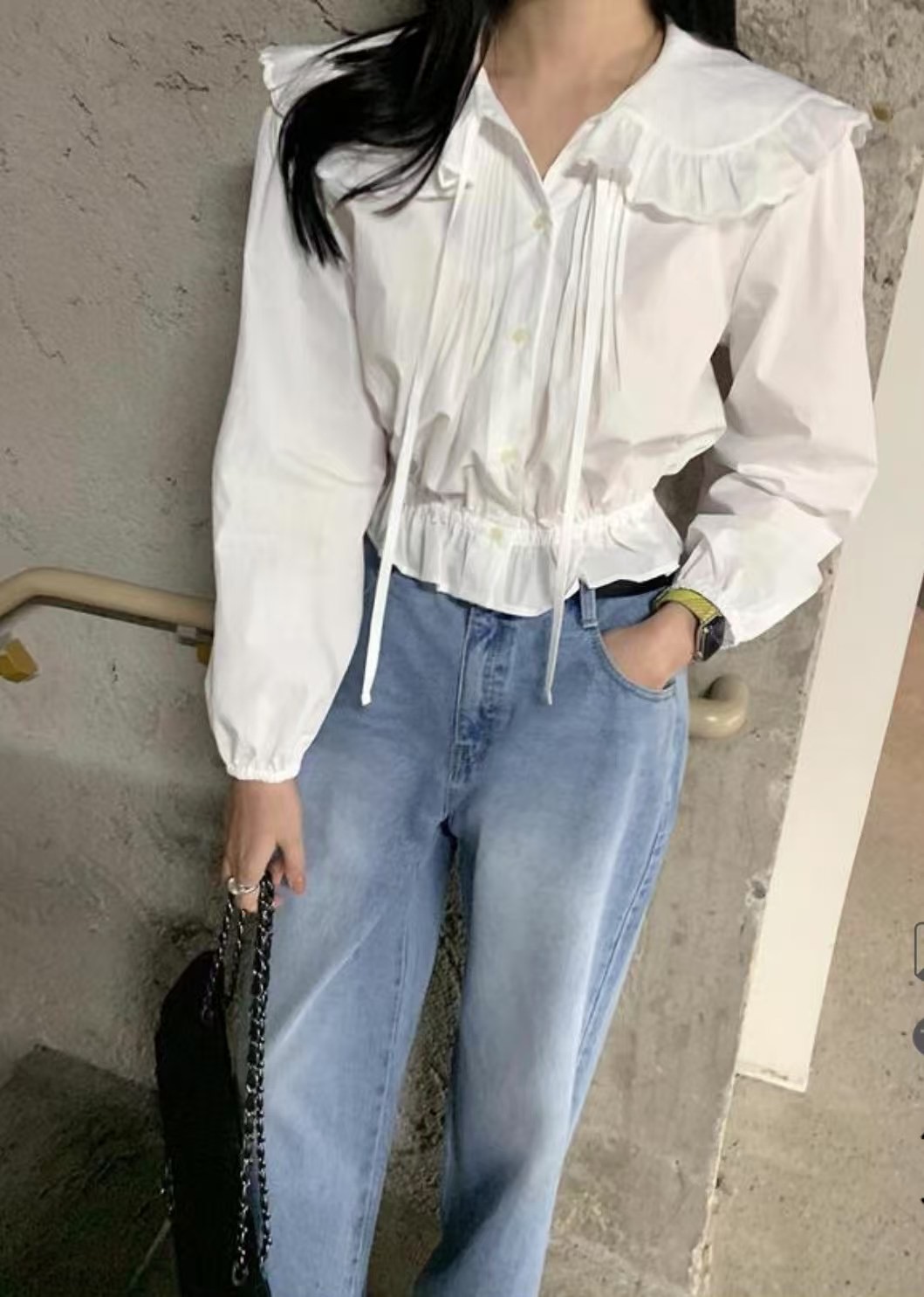 UNCOVER CUBE韓國直郵女士新款推薦休閑25春夏職業襯衫蕾絲衫LALAGIRL襯衫/蕾絲衫