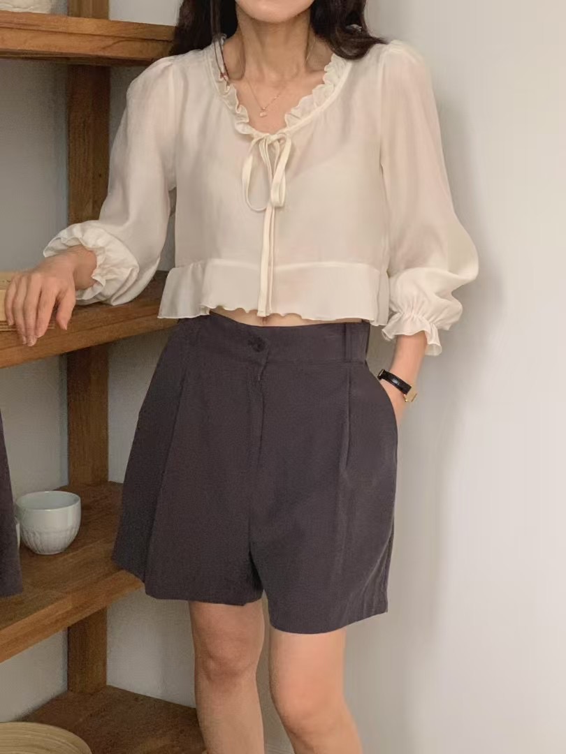 UNCOVER CUBE東大門實拍女裝新款推薦時尚25春夏職業真品短褲LALAGIRL短褲