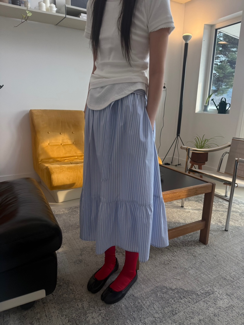 MINIMUZE韓國㊣直郵東大門代購女裝新款人氣休閑長裙含腰帶MINIMUZE長裙