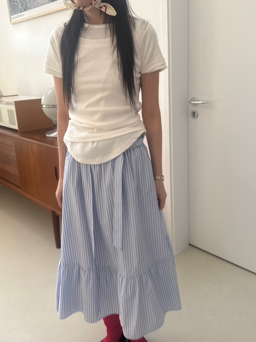 MINIMUZE韓國㊣直郵東大門代購女裝新款人氣休閑長裙含腰帶MINIMUZE長裙