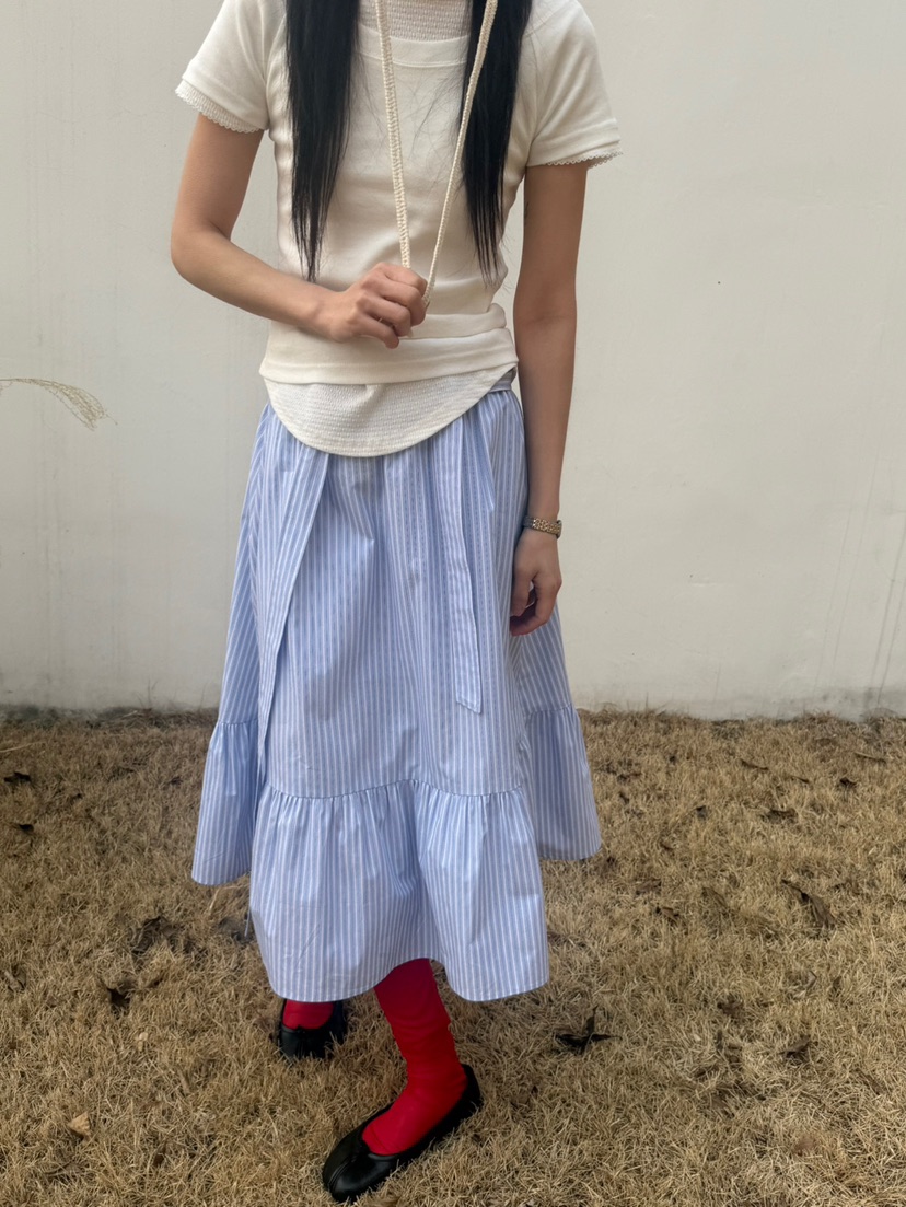 MINIMUZE韓國㊣直郵東大門代購女裝新款人氣休閑長裙含腰帶MINIMUZE長裙