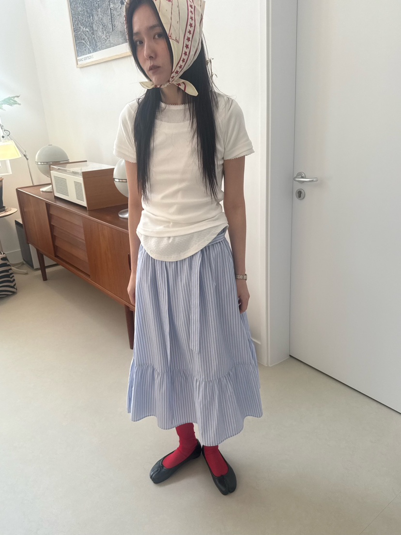 MINIMUZE韓國㊣直郵東大門代購女裝新款人氣休閑長裙含腰帶MINIMUZE長裙