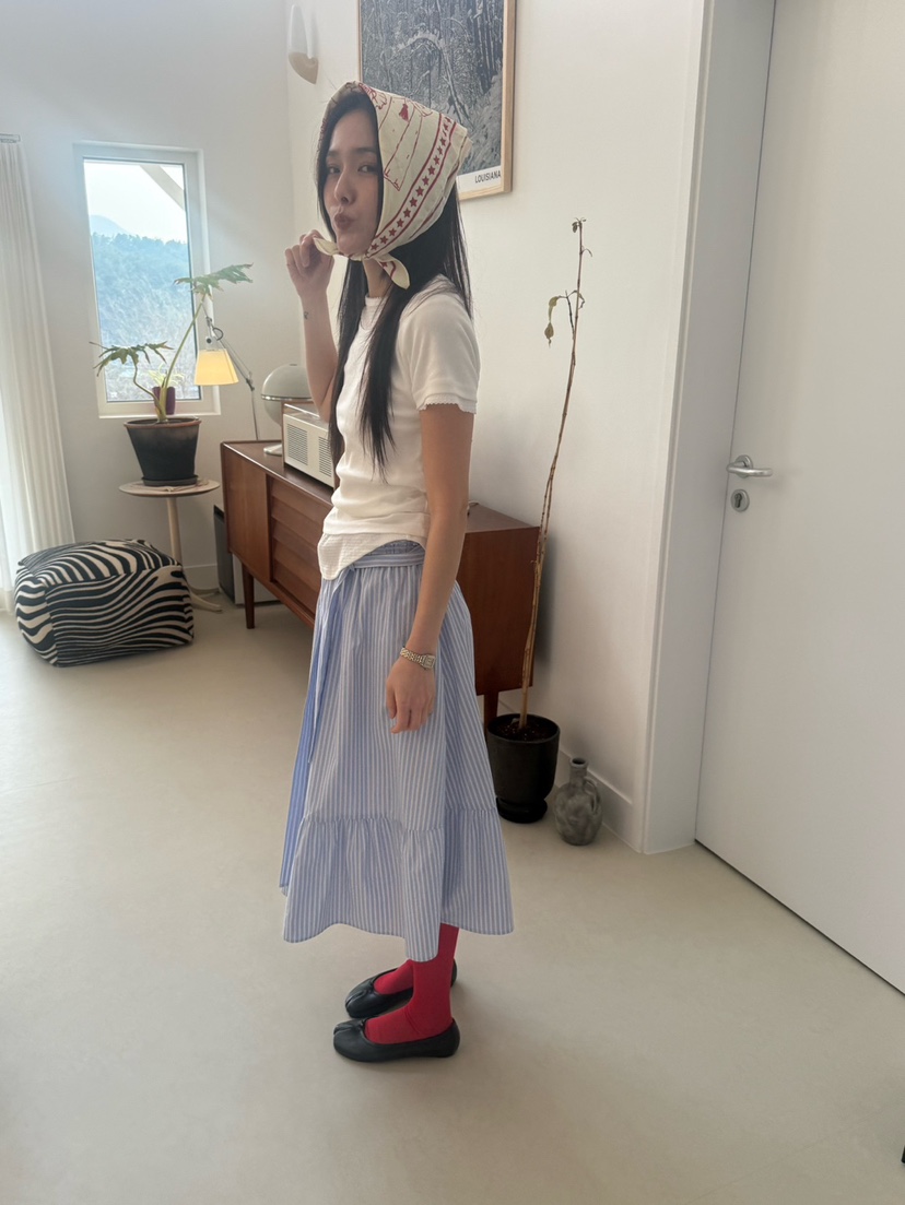 MINIMUZE韓國㊣直郵東大門代購女裝新款人氣休閑長裙含腰帶MINIMUZE長裙