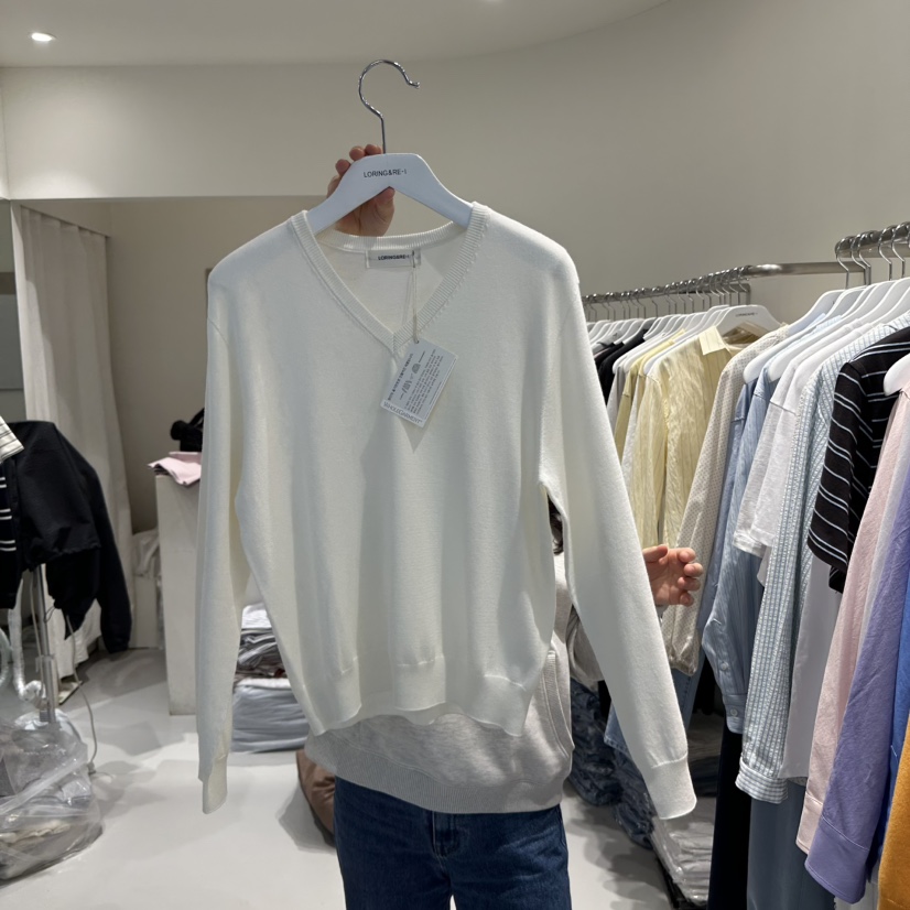 LORING RE I韓國直郵㊣女裝新品推薦職業休閑熱賣針織衫V領LORING RE-I/BARE針織衫圖色4