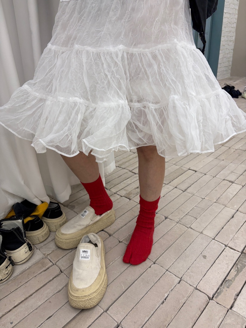 FRANC—L韓國代購女士新品熱賣25春夏半身裙中短裙荷葉邊褶皺FRANC半身裙/中短裙