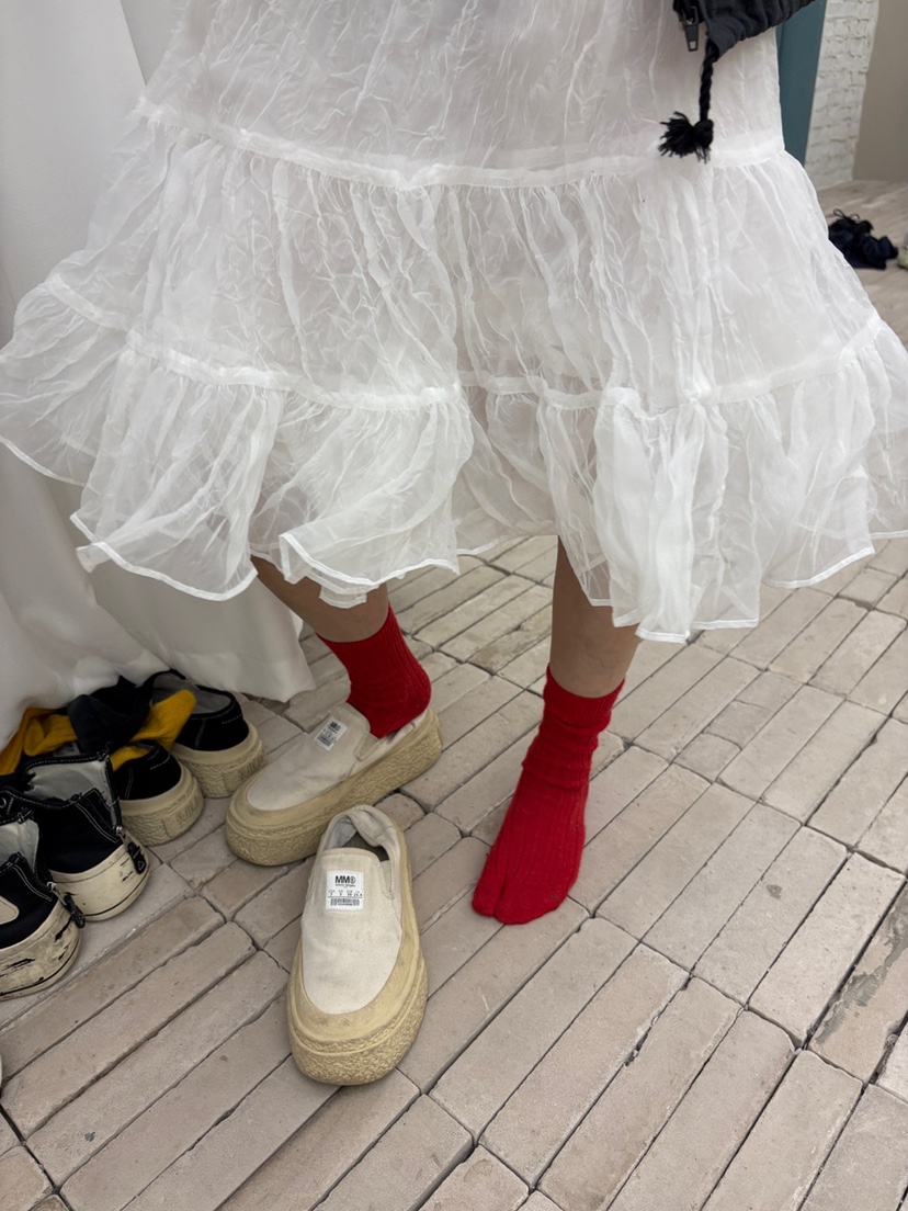 FRANC—L韓國代購女士新品熱賣25春夏半身裙中短裙荷葉邊褶皺FRANC半身裙/中短裙