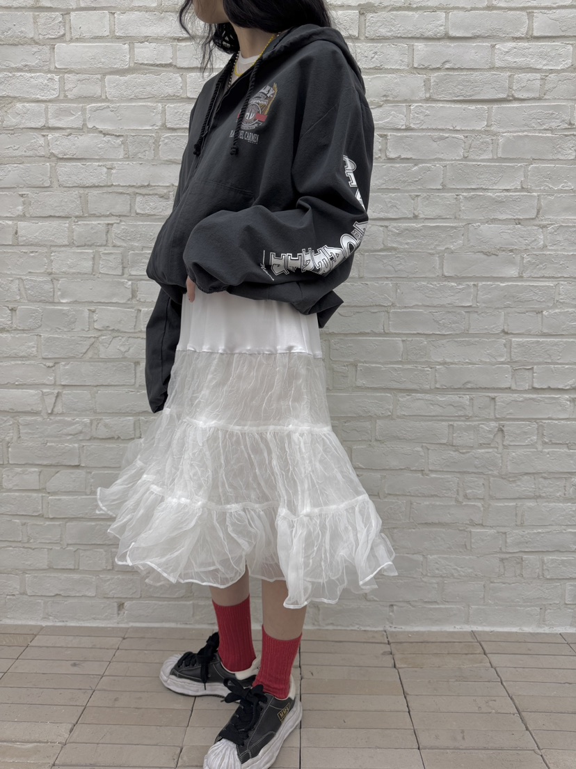 FRANC—L韓國代購女士新品熱賣25春夏半身裙中短裙荷葉邊褶皺FRANC半身裙/中短裙