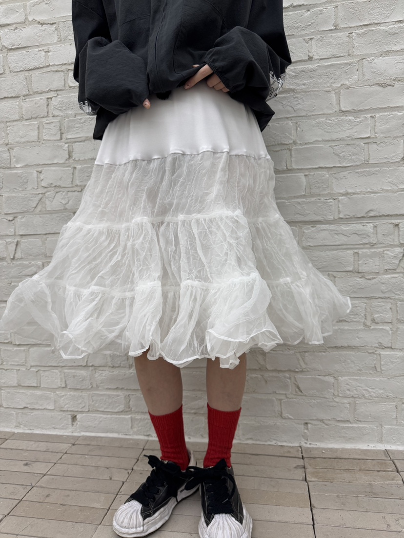 FRANC—L韓國代購女士新品熱賣25春夏半身裙中短裙荷葉邊褶皺FRANC半身裙/中短裙圖色1