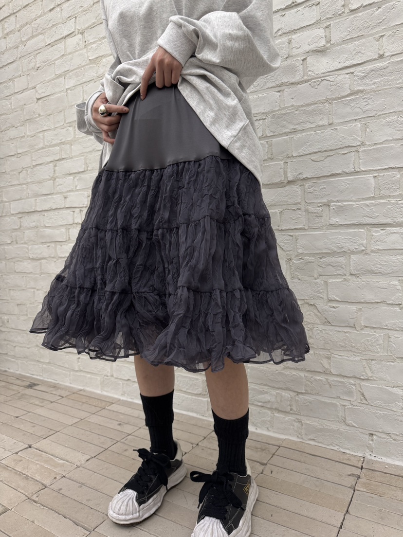 FRANC—L韓國代購女士新品熱賣25春夏半身裙中短裙荷葉邊褶皺FRANC半身裙/中短裙圖色2