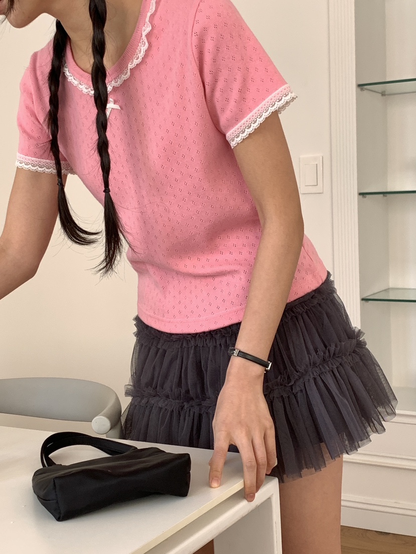 PARSLEY韓國代購女士新款熱賣25春夏人氣推薦真品時尚T恤蕾絲DazeT恤