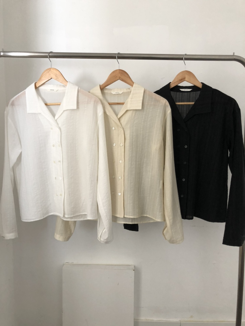 空韓國直郵女士新品25春夏推薦職業時尚熱賣休閑襯衫蕾絲衫NOTICE襯衫/蕾絲衫