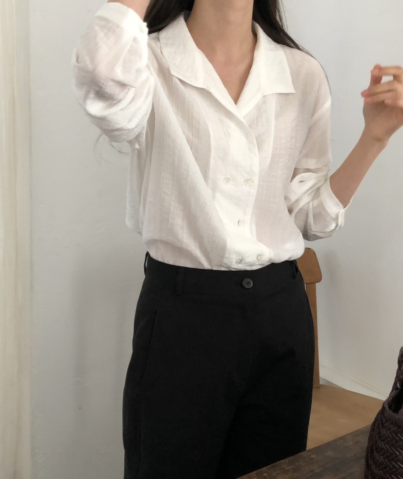 空韓國直郵女士新品25春夏推薦職業時尚熱賣休閑襯衫蕾絲衫NOTICE襯衫/蕾絲衫