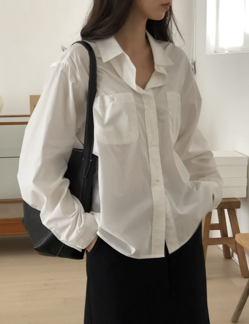 空東大門直郵女士新品時尚真品推薦職業25春夏襯衫蕾絲衫口袋NOTICE襯衫/蕾絲衫