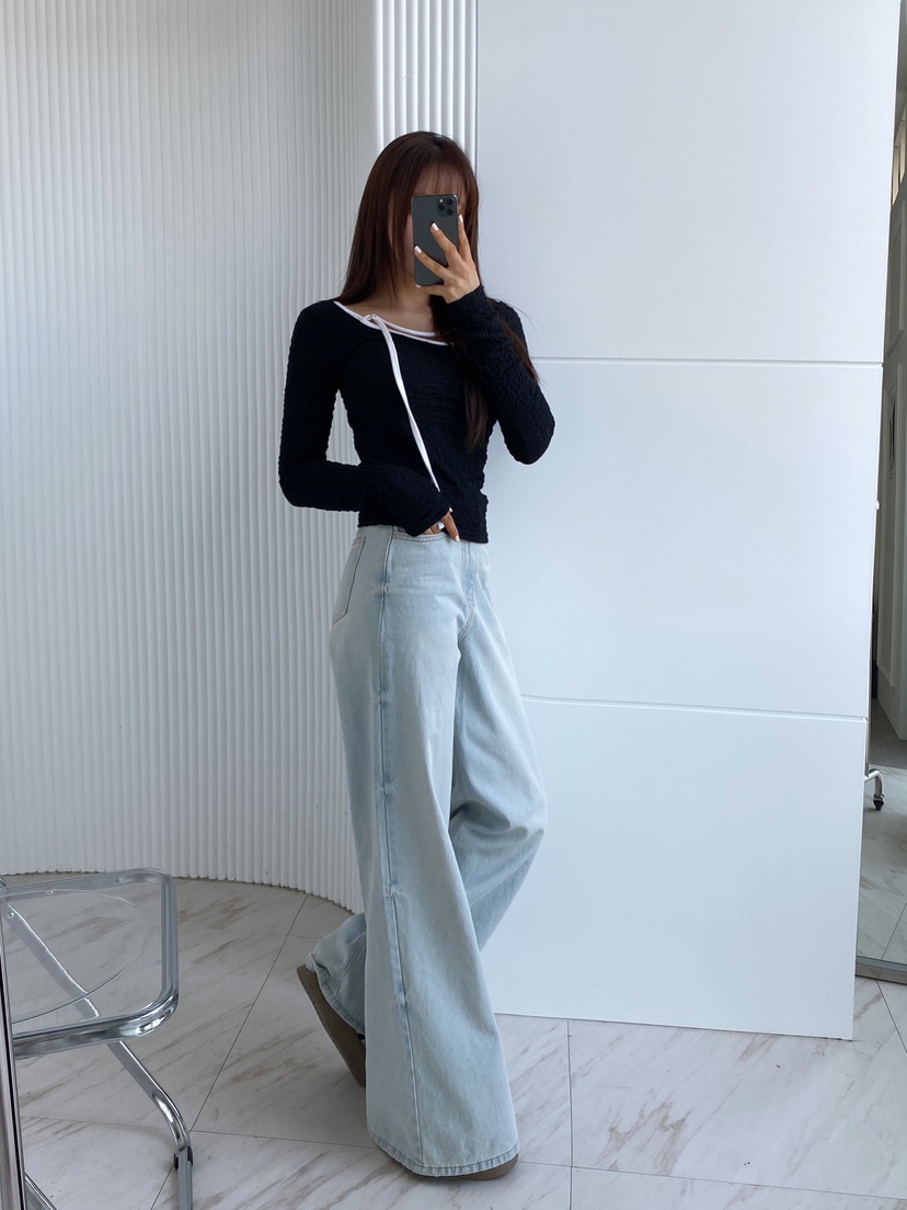 CLOTH韓國㊣直郵東大門代購女裝新款時尚休閑人氣熱賣長袖T恤CLOTH長袖T恤