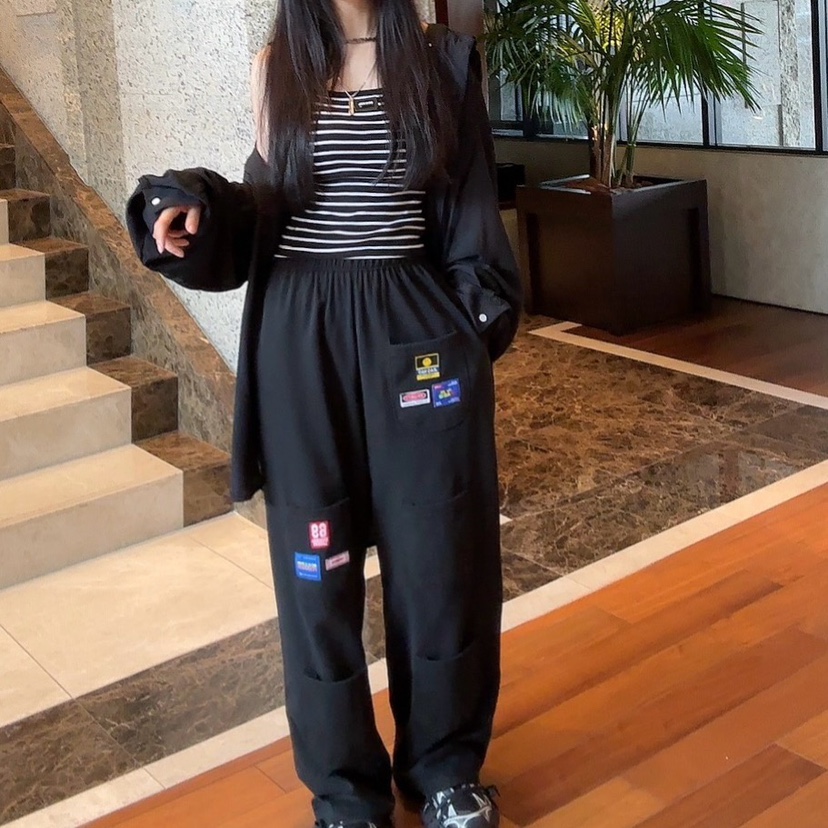 PALETTE-Q韓國直郵㊣東大門實拍女裝新品熱賣職業休閑褲口袋PALETTE-Q休閑褲