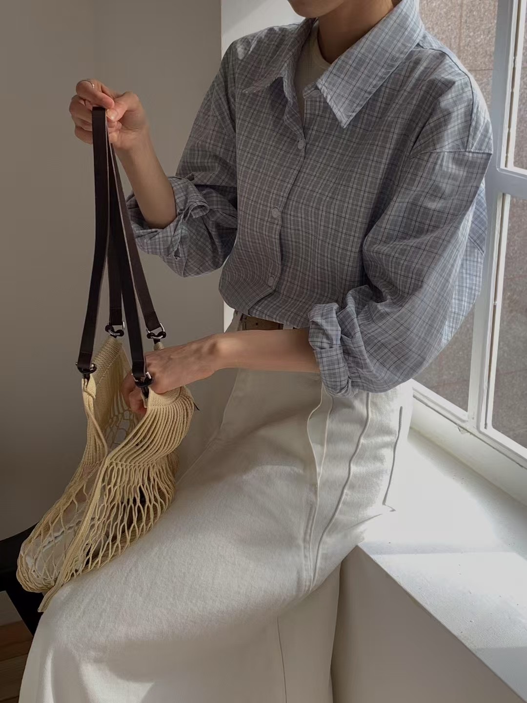 LOVEUS韓國㊣直郵東大門代購女裝新品職業熱賣襯衫蕾絲衫格紋LOVEUS襯衫/蕾絲衫