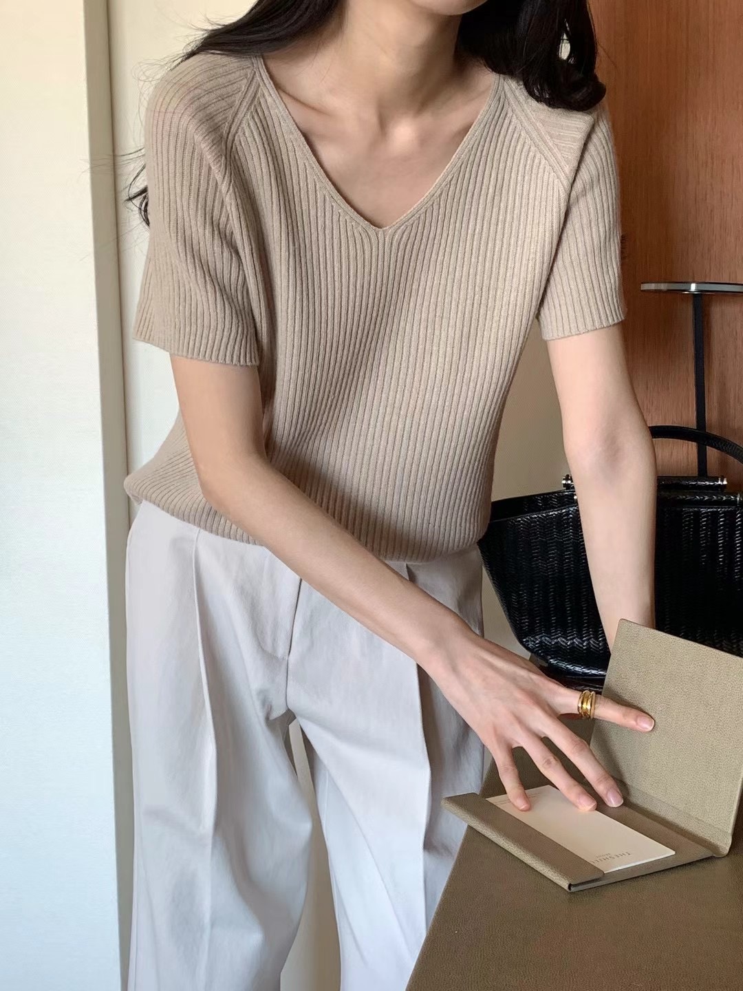 RING OF NOI韓國直郵㊣東大門實拍女裝新款職業人氣針織衫RING OF NOI針織衫