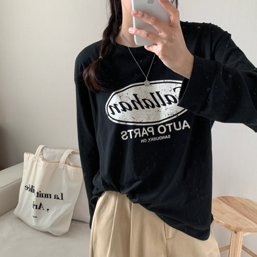 FROMJINI韓國㊣直郵東大門代購女裝新品熱賣休閑推薦長袖T恤FROMJINI長袖T恤