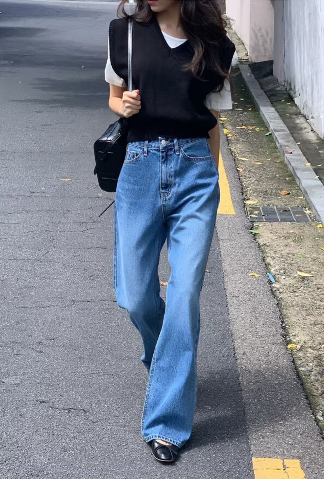 LOVEUS韓國㊣直郵東大門代購女裝新品職業推薦熱賣牛仔褲喇叭LOVEUS牛仔褲
