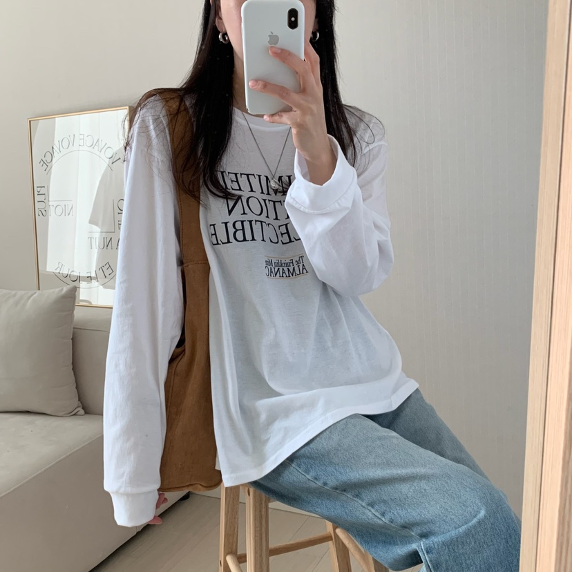 FROMJINI韓國直郵㊣東大門實拍女裝新品人氣時尚25春夏長袖T恤FROMJINI長袖T恤