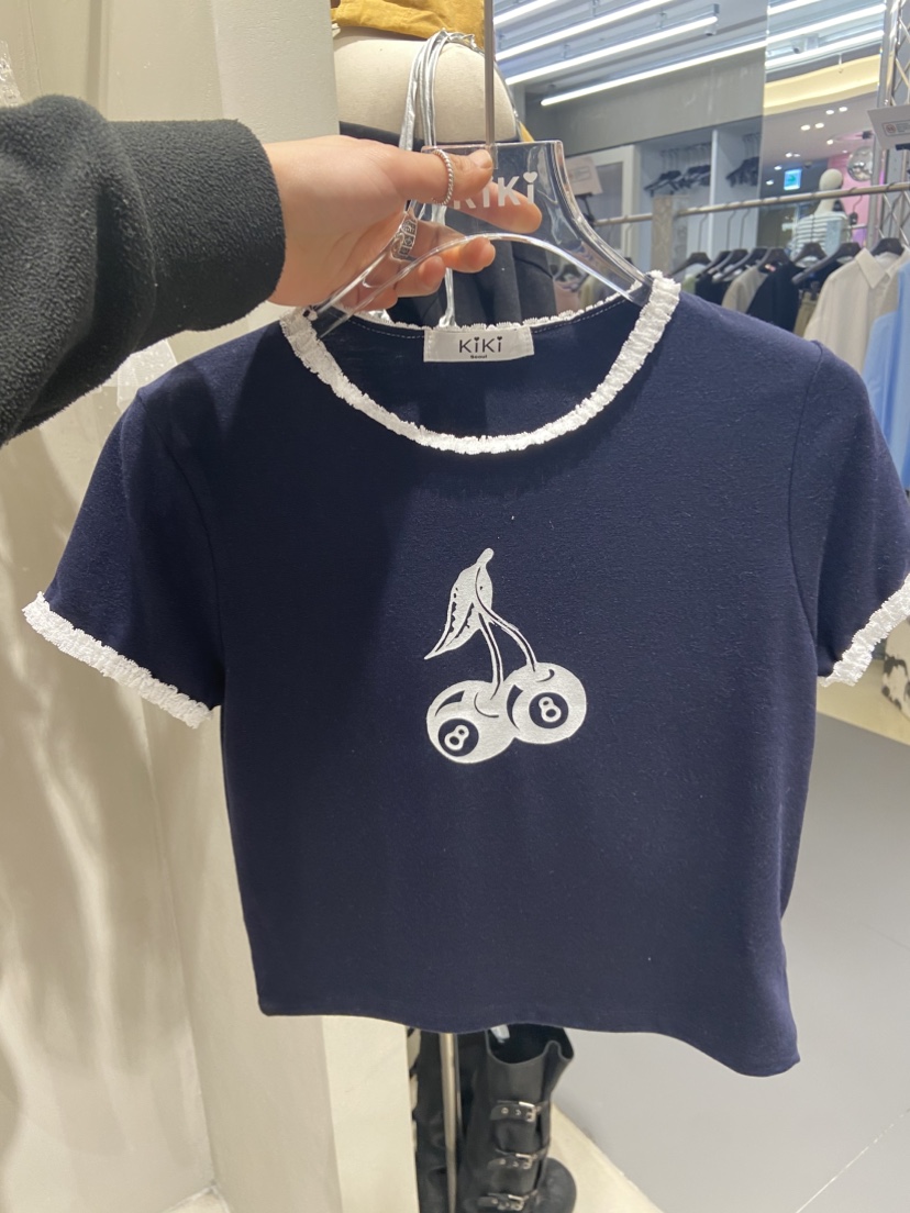 KIKI直郵韓國代購㊣女裝新品推薦25春夏休閑熱賣時尚職業T恤KIKIT恤圖色2