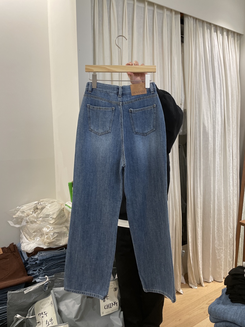 MOVENNE直郵韓國代購㊣女裝新品職業熱賣時尚25春夏休閑牛仔褲MOVENNE牛仔褲