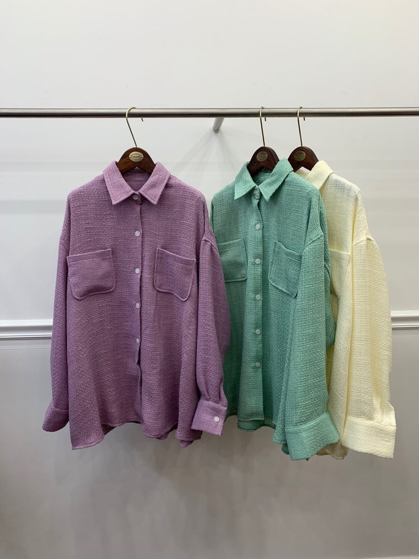 CAMEL-P韓國直郵㊣東大門實拍女裝新品25春夏襯衫蕾絲衫粗花呢Came_l 家襯衫/蕾絲衫